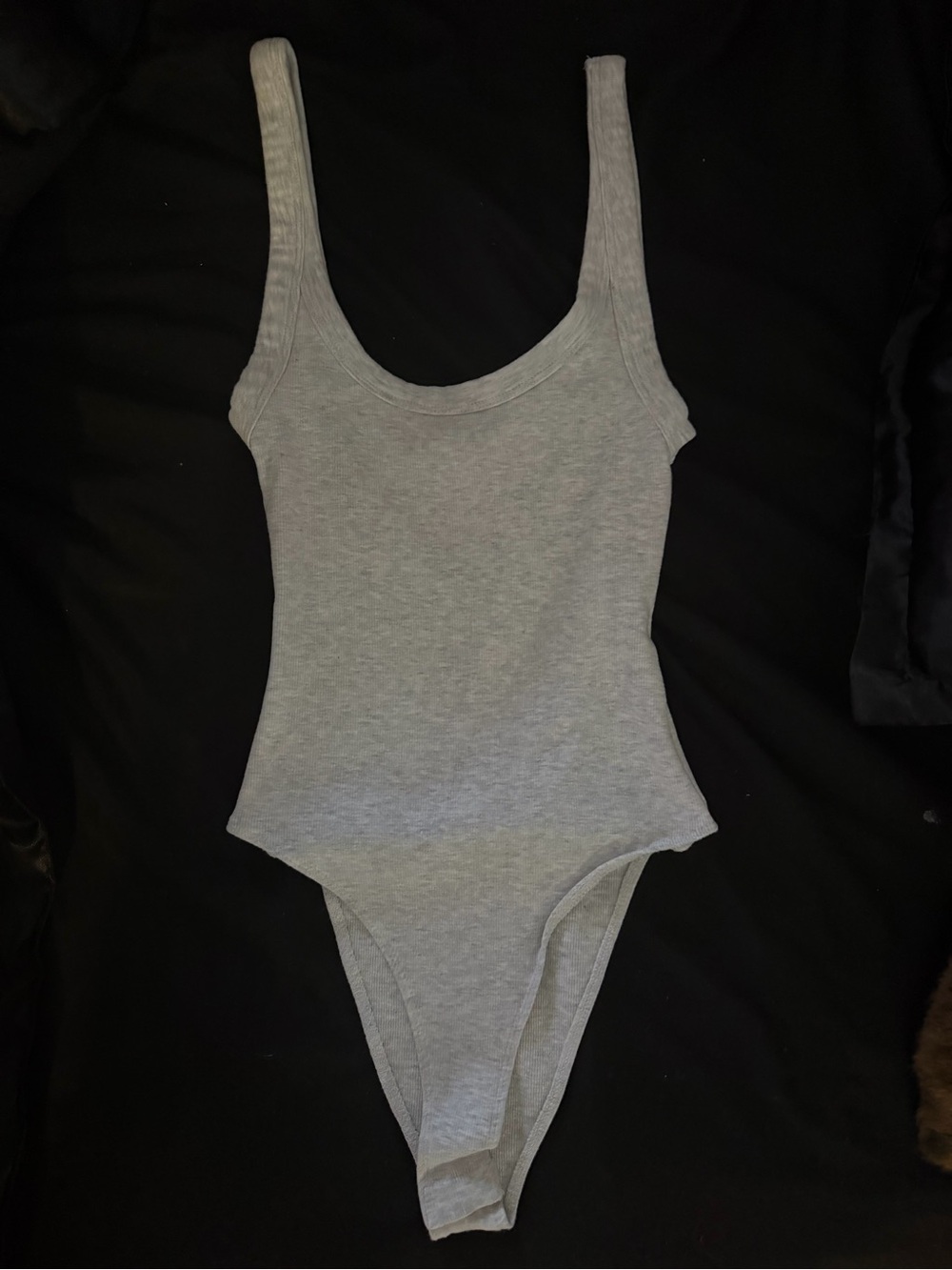 ZARA Grey Ribbed Scoop Neck bodysuit